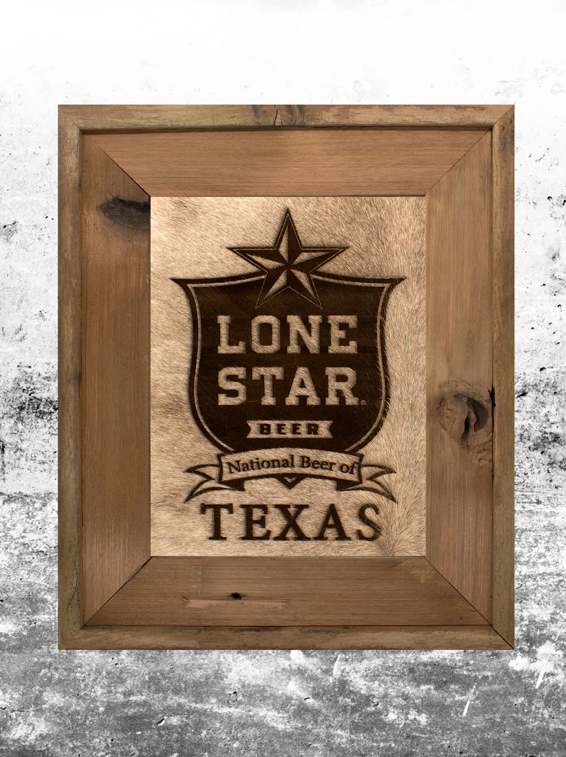 Lone Star Beer - Branded Cowhide Rustic Art