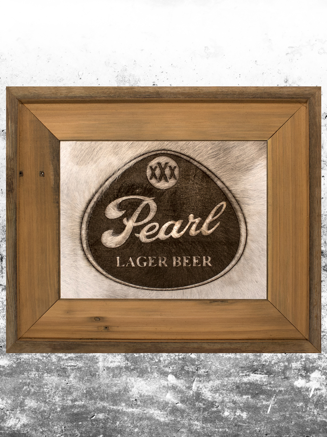 Pearl Brewery - Branded Cowhide Rustic Art