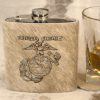 Marine Corp Cowhide Wrapped Flask